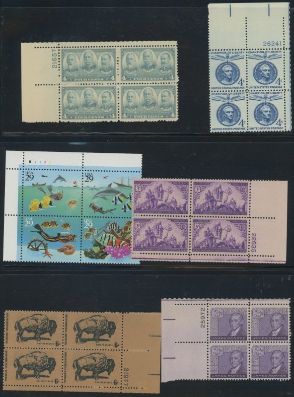 USA - 37 different mint plate # blocks - mostly never hinged