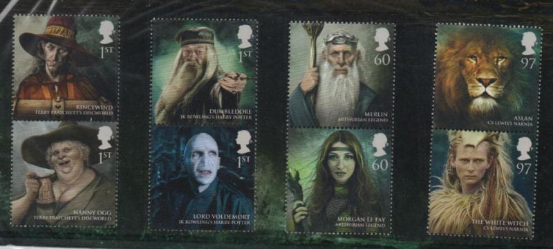 Great Britain Sc 2875-82 2011 Fictional Wizards stamp set mint NH