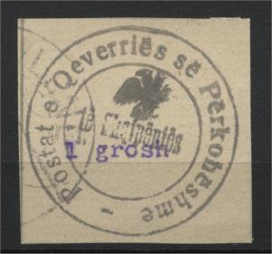 ALBANIA, HANDSTAMP AND TYPEWRITER, 1 GROSH 1913, USED	