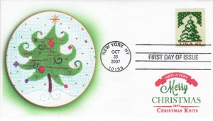 AO-4212-2, 2007, Holiday Knits, Tree, Standard Postmark, FDC, SC 4212, Add on, B