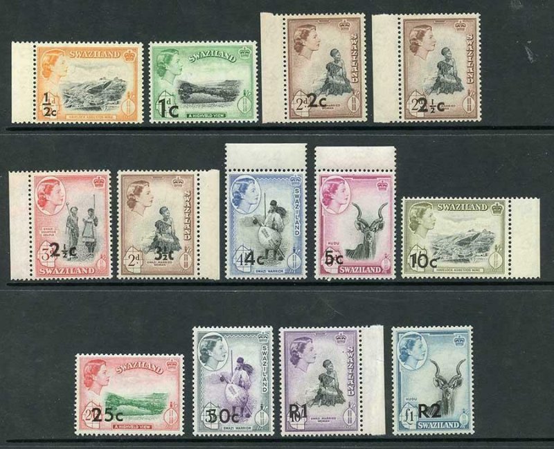 Swaziland SG65/77a Set of 13 U/M Cat 60 Pounds