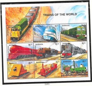 Antigua #1940  $1.20   Trains of the World sheet of 9 (MNH) CV$12.50