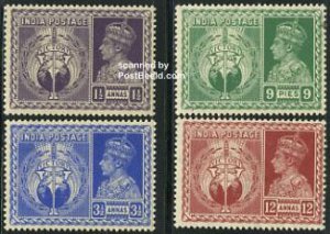 India 1946, Allied victory 4v, MNH