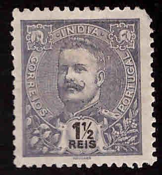 Portuguese India Scott 199 MH* King Carlso stamp corner problem