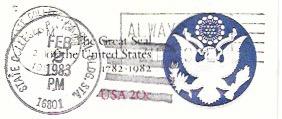 US embossed Envelope Great Seal.  Double cancellation. American Philatelic