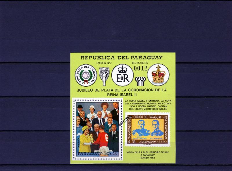 Paraguay 1978 Sc#C459 World Cup 1966 Winners SS MNH SPECIMEN Muestra