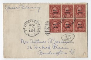 1928 Molly pitcher block of 6 on special delivery cover RPO handstamp [6525.368]