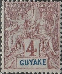 French Guiana , #34 Unused , From 1892-1904