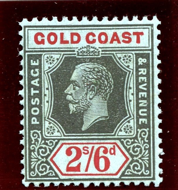 Gold Coast 1924 KGV 2s6d black & red/blue MLH. SG 97. Sc 92.