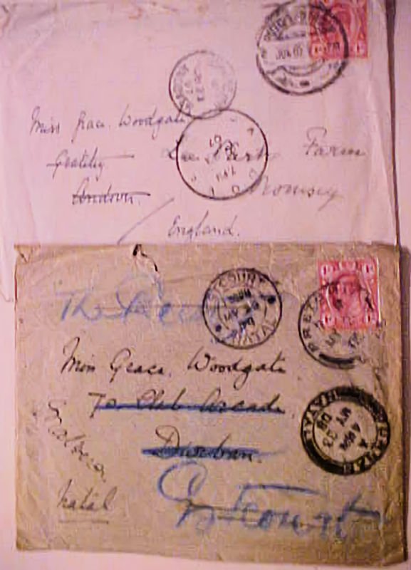 TRANSVAAL LETTERS PRETORIA DURBAN 1908 FORWARDED B/S ESTCOURT also 1907