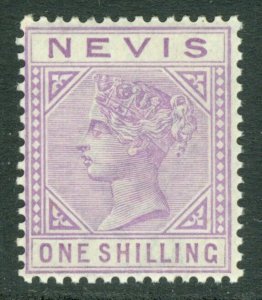 SG 34 Nevis 1882-90. 1 pale violet. Lightly mounted mint CAT