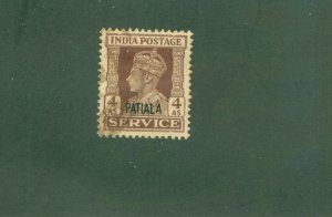 PATIALA INDIAN STATE O72 USED CV $3.75 BIN $1.90