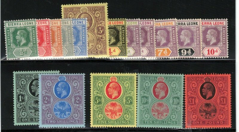 Sierra Leone #103 - #119 Very Fine Mint Set Full Original Gum Lightly Hinged Set