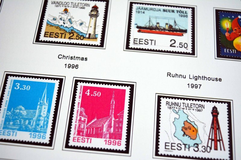 COLOR PRINTED ESTONIA 1918-2010 + 2011-2020 STAMP ALBUM PAGES (112 ill. pages)