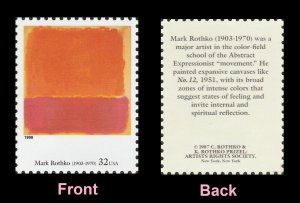 US 3236t American Art Mark Rothko 32c single MNH 1998