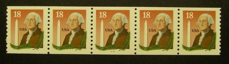 Scott 2149, 18 cent Washington, PNC5 #3333, MNH Coil Beauty