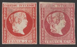 Philippines 1863 Queen 5c & 10c, colon after 'CORREOS'. SG 19,20 cat £93.