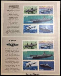 # 3373-3377, BK279 US Submarine Booklet Complete  2 Different Panes MNH