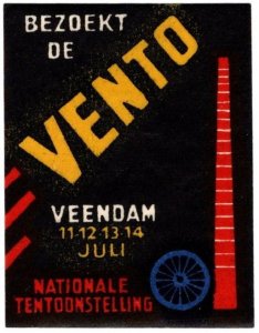 Vintage Netherlands Poster Stamp Visit Veendam National Exhibition July 11-14