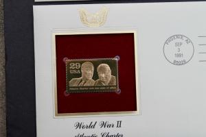 US #2559a-j FDC 1992 WWII 10 Covers 22k Gold Replica Stamp FDC U/A