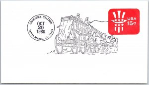 US SPECIAL POSTMARK COVER CENCOPEX STATION AT SANTA MARIA CALIFORNIA 1980 TYPE B