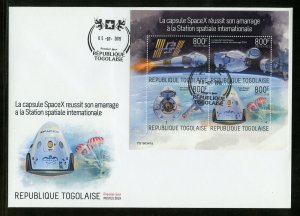 TOGO 2019 SPACEX RENDEZVOUS WITH THE INT'L SPACE STATION SHEET FDC