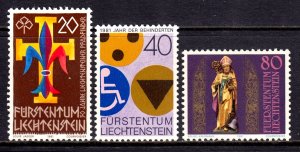 Liechtenstein 1981 Boy Scout - Year of Disabled Mint MNH SC 711-712-713