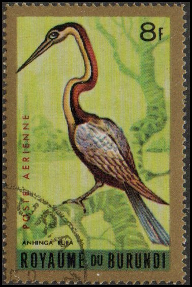 Burundi C9 - Cto - 8fr African Anhinga (1965)