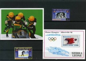 SIERRA LEONE WINTER OLYMPIC GAMES SMALL COLLECTION SET OF 2 STAMPS 2 S/S MNH