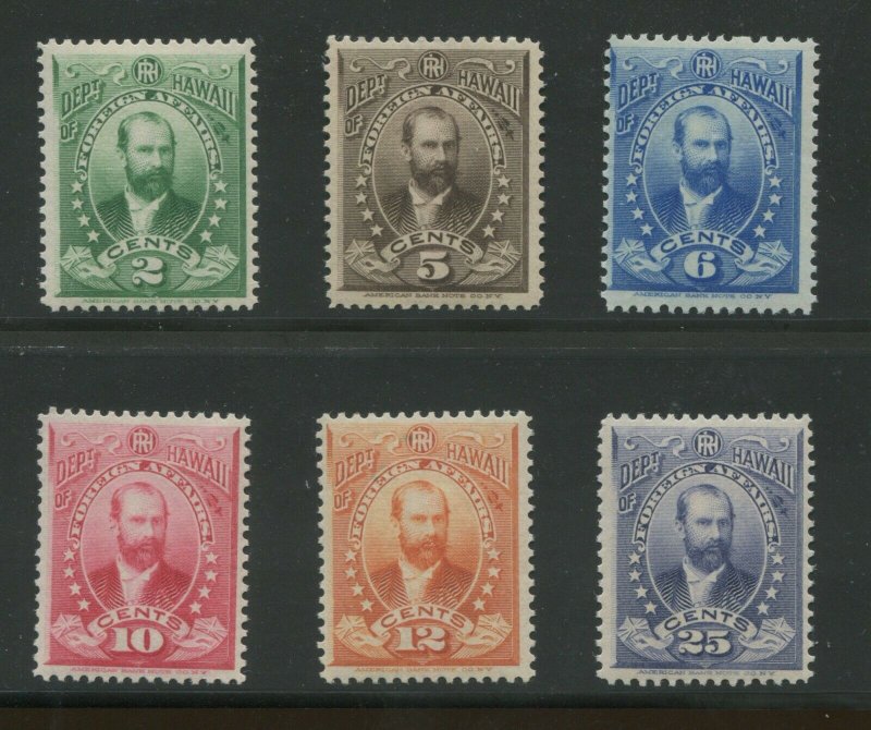 1896 Hawaii Official Postage Stamps #O1-O6 Mint F/VF Lorrin Andrews Thurston Set