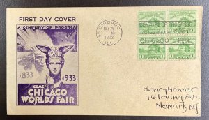 728 Washington Stamp Exchange Cachet 1933 Century of Progress  FDC  P-61