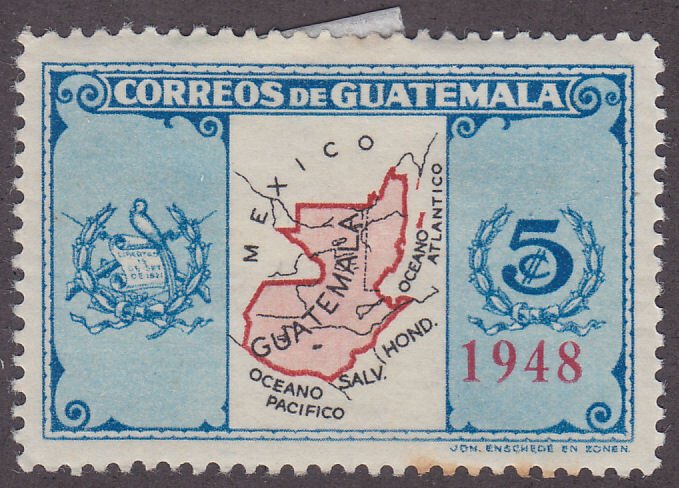 Guatemala 324 Map of Guatemala 1948