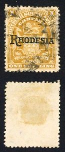 Rhodesia SG107a 1/- Bistre NO STOP used Cat 60++ pounds