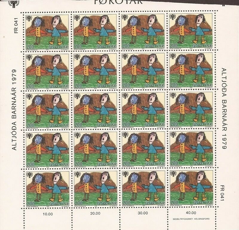 Faroe Islands - 1979 Intl Year of the Child - Set of 3 20 Stamp Sheets #45-7