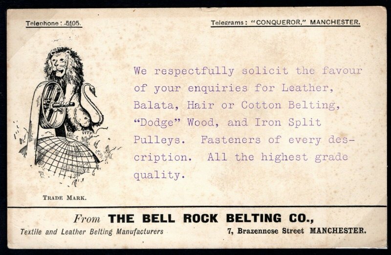 GB KEVII ADVERT Card Illustrated *BELL ROCK LIGHTHOUSE* Leather Co 1903 MC161a