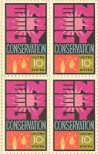 1974 Energy Conservation Block of 4 10c Postage Stamps, SC#1547, MNH, OG