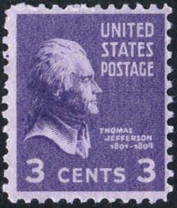 SC#807 3¢ Thomas Jefferson (1938) MNH