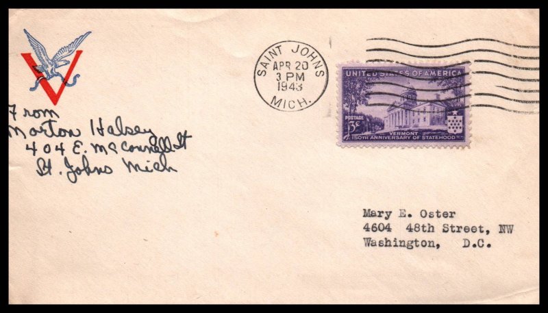 US Eagle,V 1943 Patriotic Cover