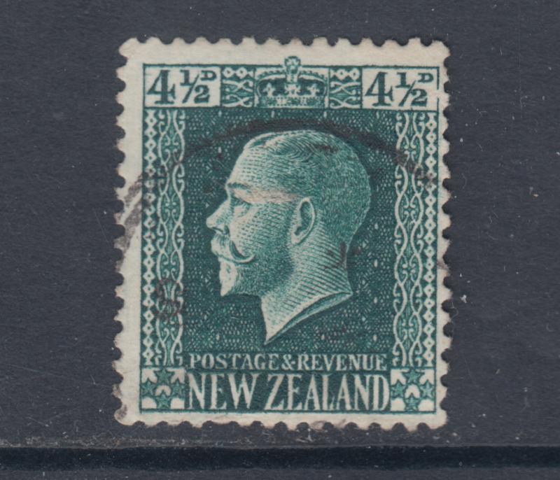 New Zealand Sc 152 used 1915 4½p dark green KGV, scarce