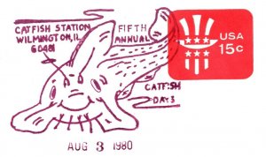 US SPECIAL PICTORIAL POSTMARK COVER CATFISH DAYS AT WILMINGTON ILLINOIS 1980 A