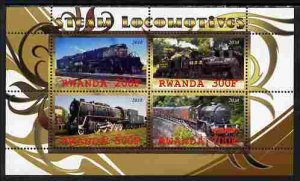 RWANDA - 2010 -  Steam Locos #2 - Perf 4v Sheet - MNH - Private Issue