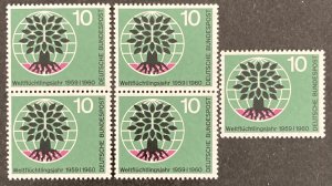 Germany 1960 #807, Europa, Wholesale Lot of 5, MNH, CV $1.25