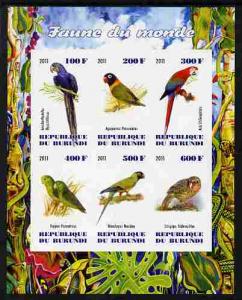 Burundi 2011 Fauna of the World - Parrots #1 imperf sheet...