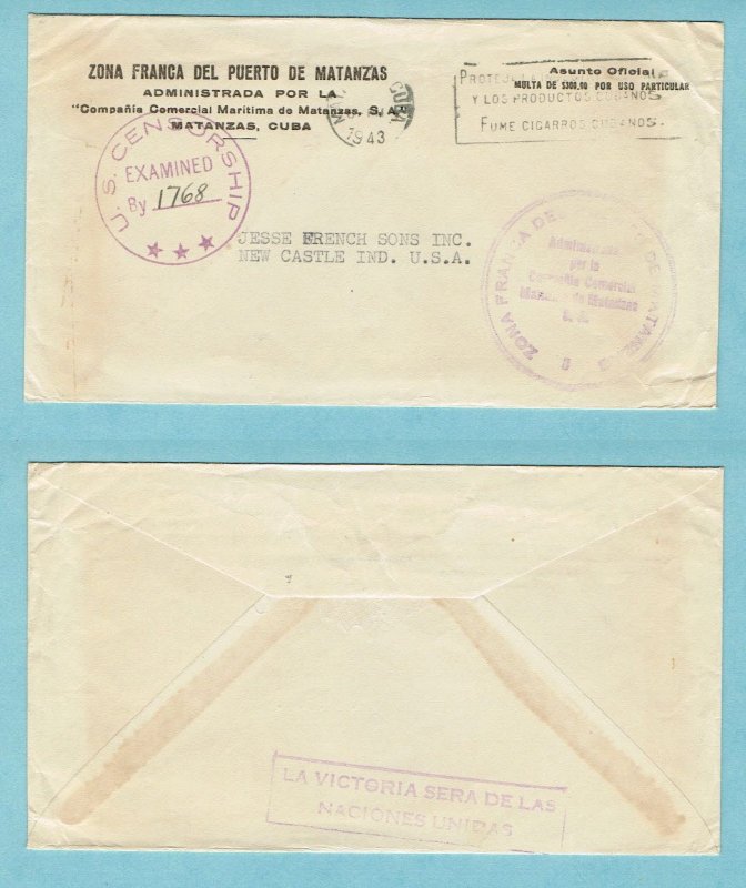 CUBA - 1943 penalty cover, US censored (2062)