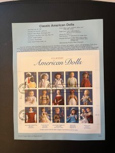 first day issue 1997 Classic American Dolls Sheet 15 Stamps Scott 3151