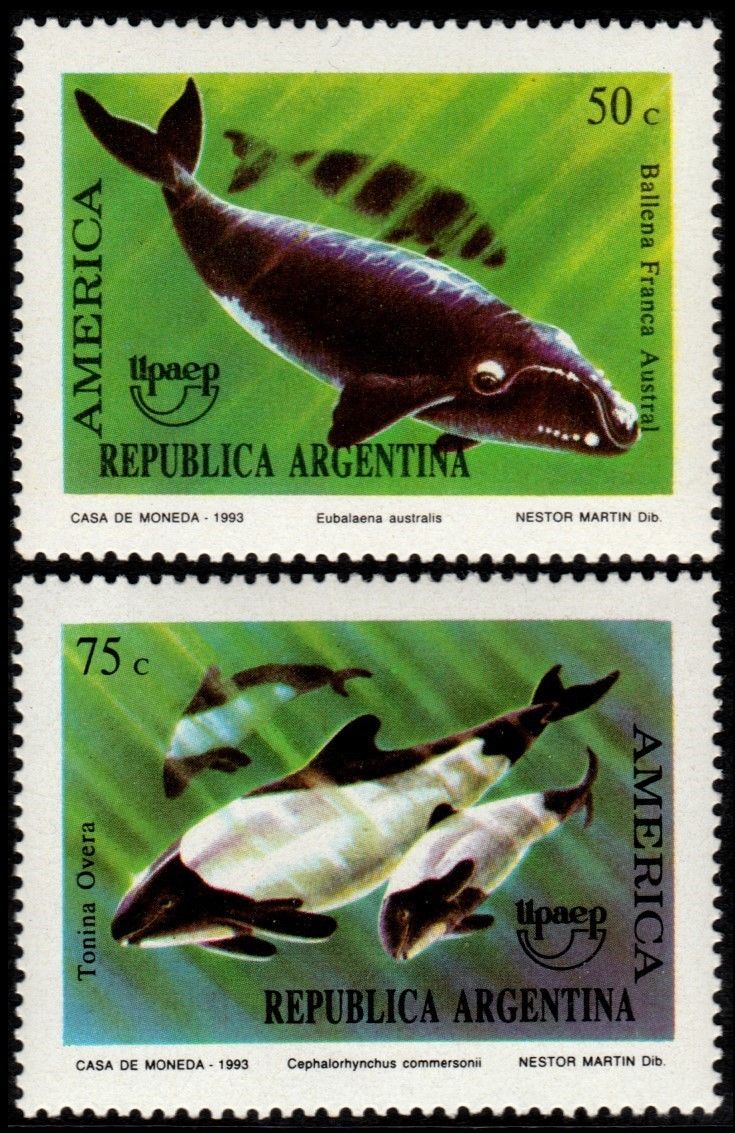 Argentina 1993 Upaep Fauna Whales Mi 2190 2191 Mnh Og 101 004a Central South America Argentina Stamp Hipstamp