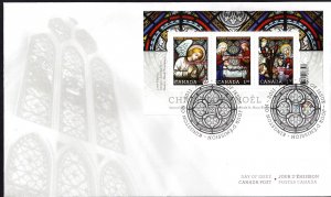 Canada scott 2490 SS CHRISTMAS STAINED GLASS FDC 2011