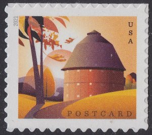US 5546 Barns Round Fall postcard rate single (from sheet) MNH 2021