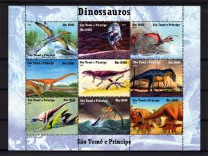 Sao Tome & Principe 2004 DINOSAURS Sheet (9) Perforated Mint (NH)