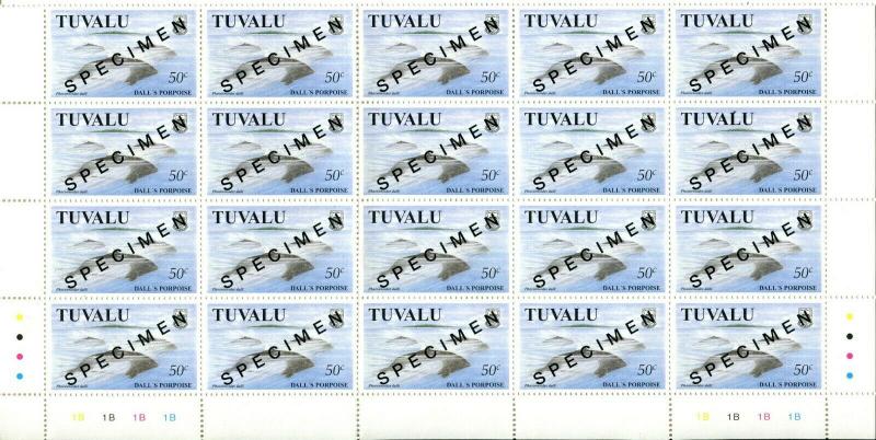 TUVALU Sea Creatures 4 Sheets Blocks Stamps Postage Collection SPECIMEN MINT NH